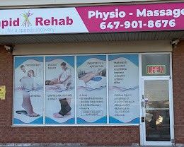 Rapid Rehab storefront with Physio and Massage signage